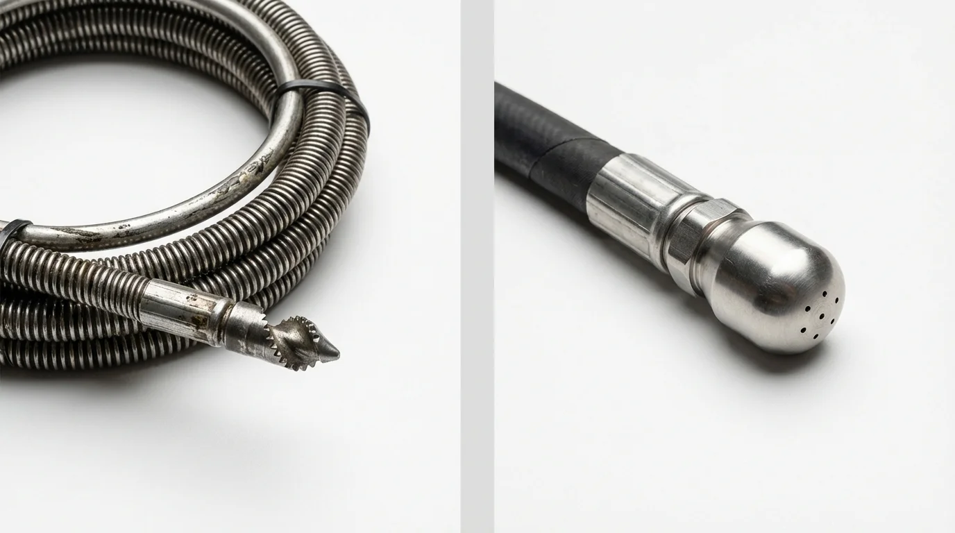Drain snake cable and hydro jetting nozzle used for drain cleaning in Russellton, PA