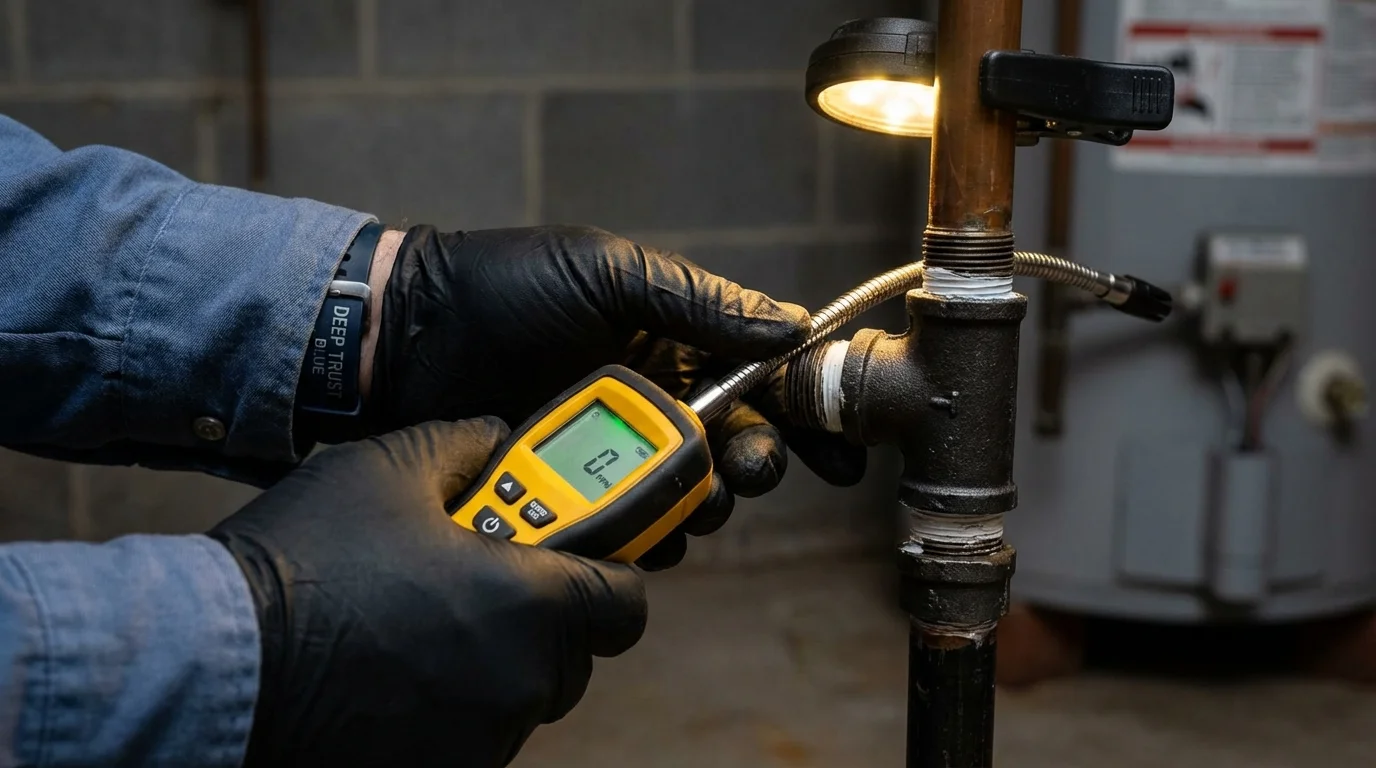Gas leak detection with electronic sniffer by Johns Plumbing LLC in Russellton