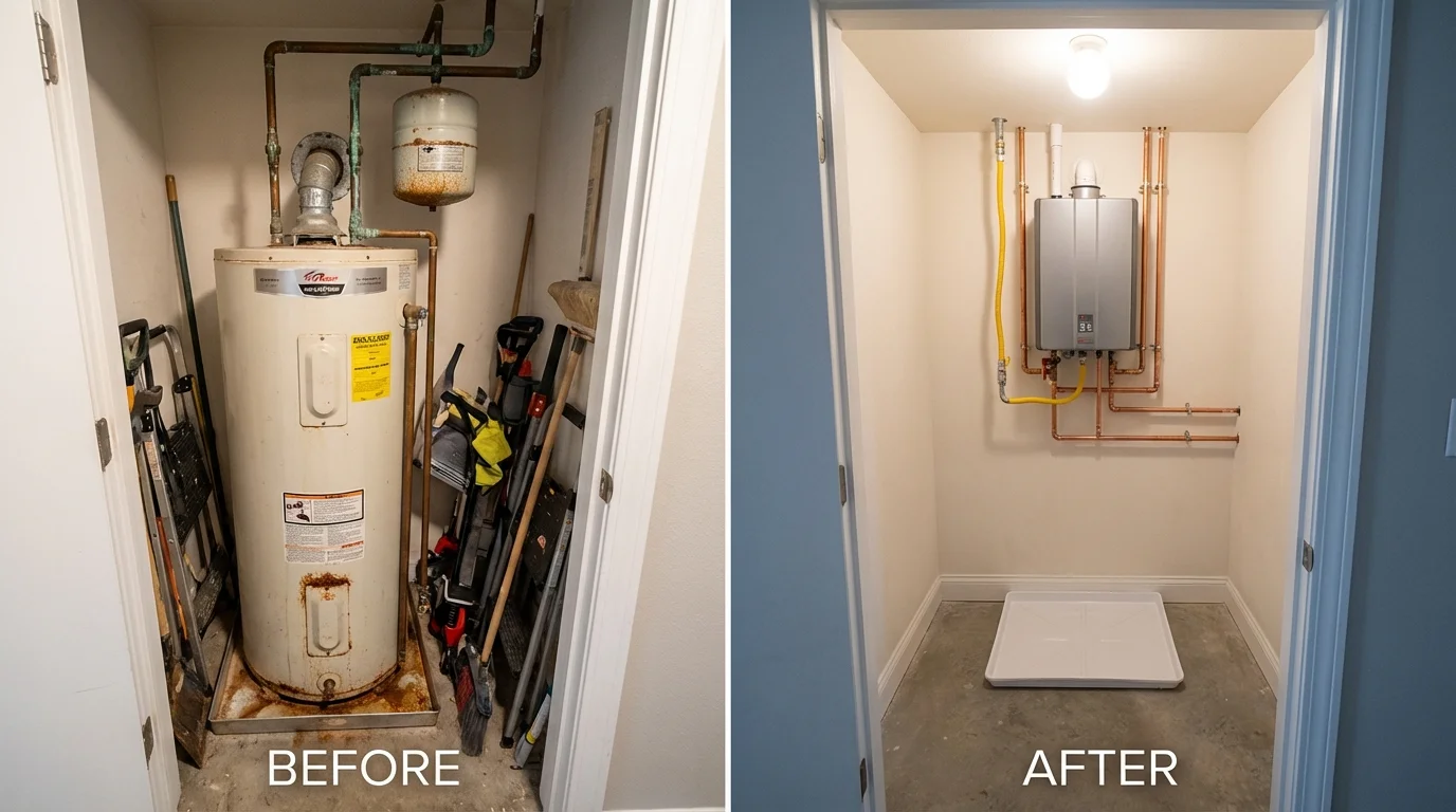 Tank water heater versus wall-mounted tankless unit comparison for Russellton, PA homeowners